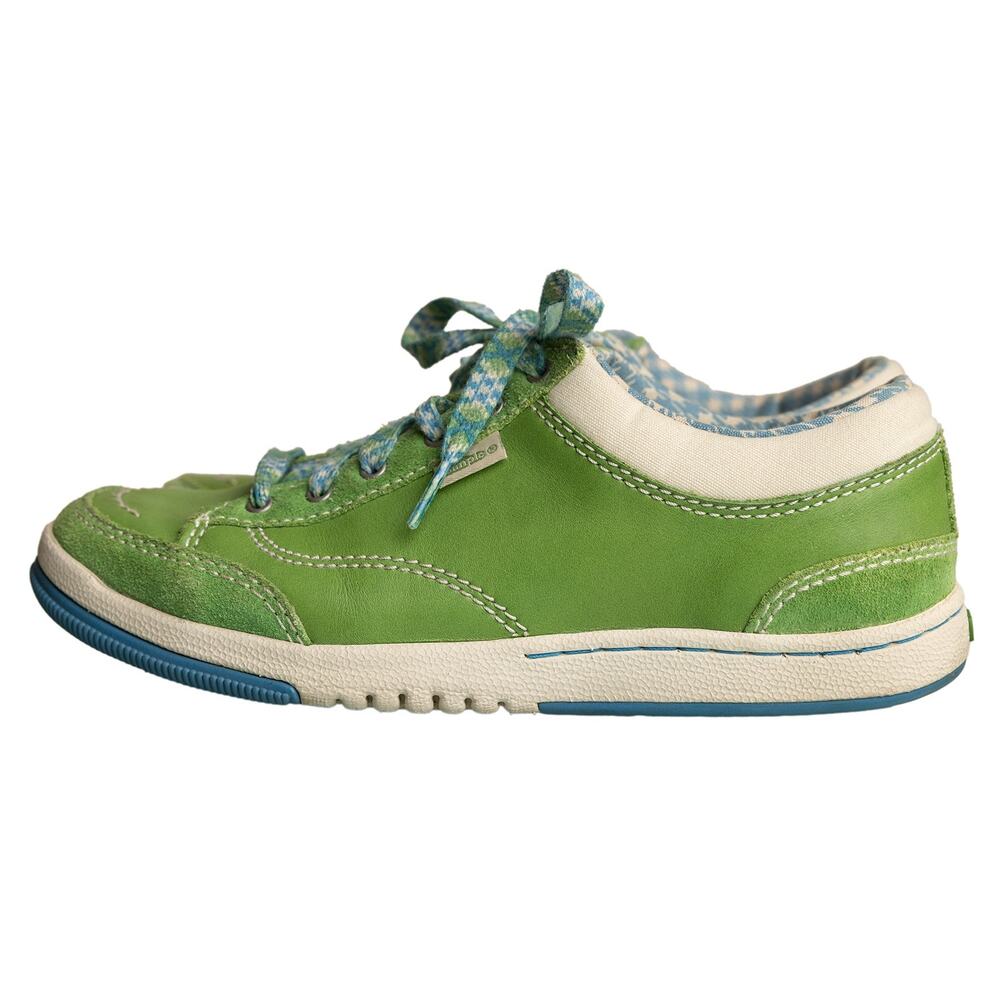 Rare Vintage Simple Shoes SN 9004 Green Leather Lsce-Up Sneakers Women's 7.5 EUC